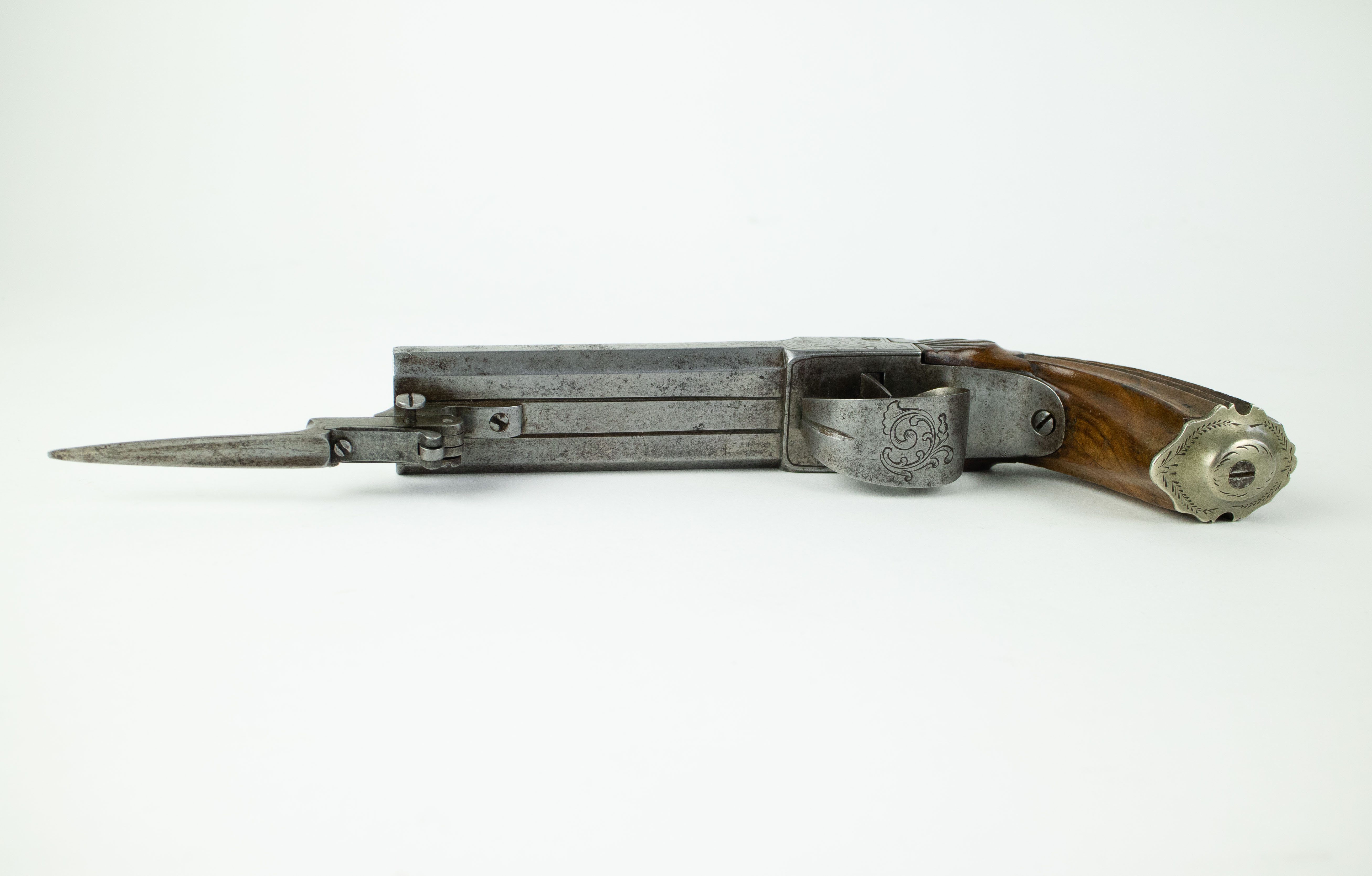 French twin barrel percussion travel pistol - Image 3 of 4