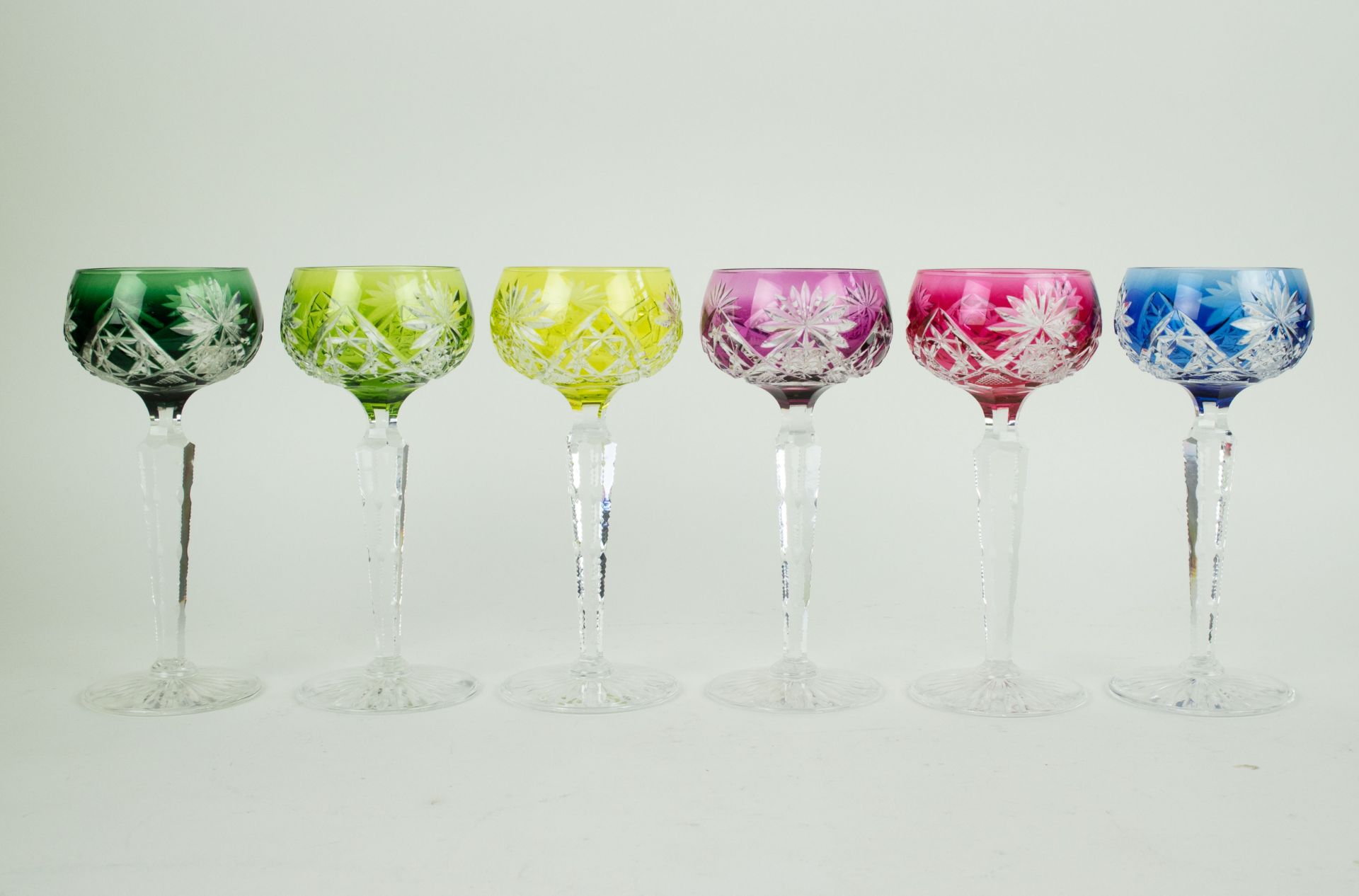 6 Val Saint Lambert wine glasses