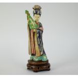 Chinese polychrome figure, He Xian Gu