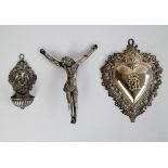 A collection of religious silver items