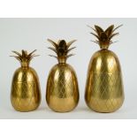 3 Mid-Century brass pineapple ice bucket