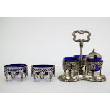 Silver salt, pepper and mustard cellars 19th C.