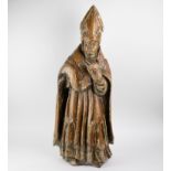 Wood carved sculpture of a bishop