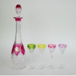 Val Saint Lambert crystal caraf and 4 crystal glasses