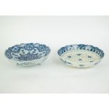 2 Dutch Delft blue and white strawberry strainer