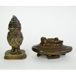 Bronze box with nude and polychrome gnome