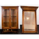 Hang display case and mirror with wooden frame