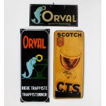 Metal Orval 1954, Scotch C.T.S. 1949 and Enamel ORVAL trappistenbier