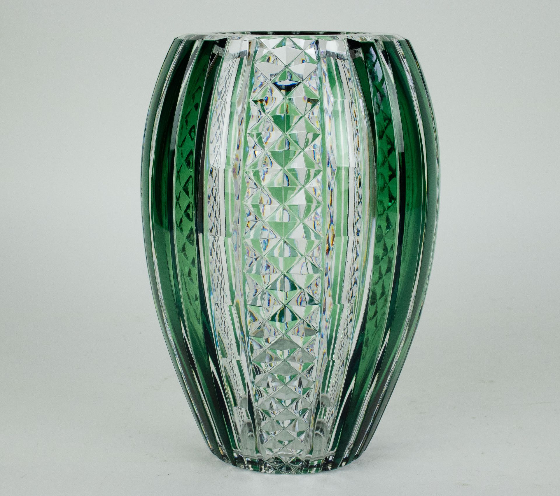A green crystal Val Saint Lambert vase