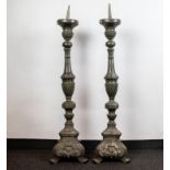 2 Candle sticks in pewter 18th C.