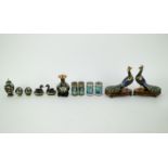 A collection of cloisonné items