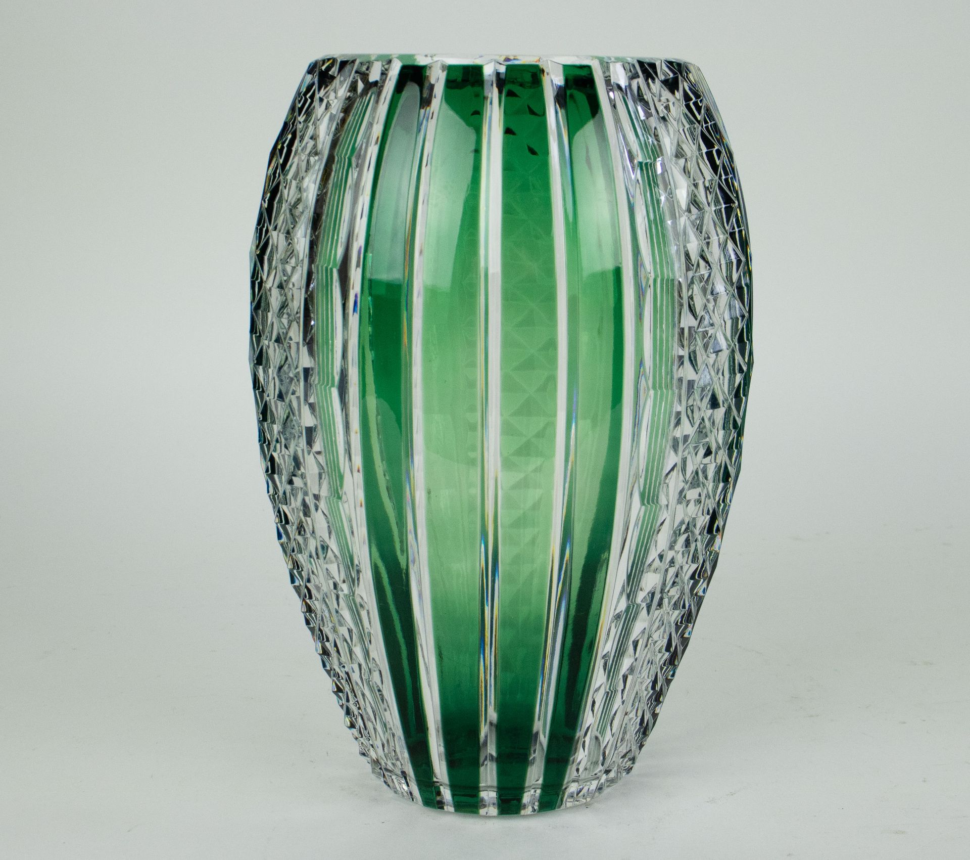 A green crystal Val Saint Lambert vase - Bild 3 aus 6