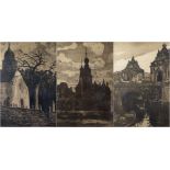 A collection of three etchings by Emile Lecompte & Michel Bernier