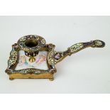 Candlestick with cloisonné and painted ivory