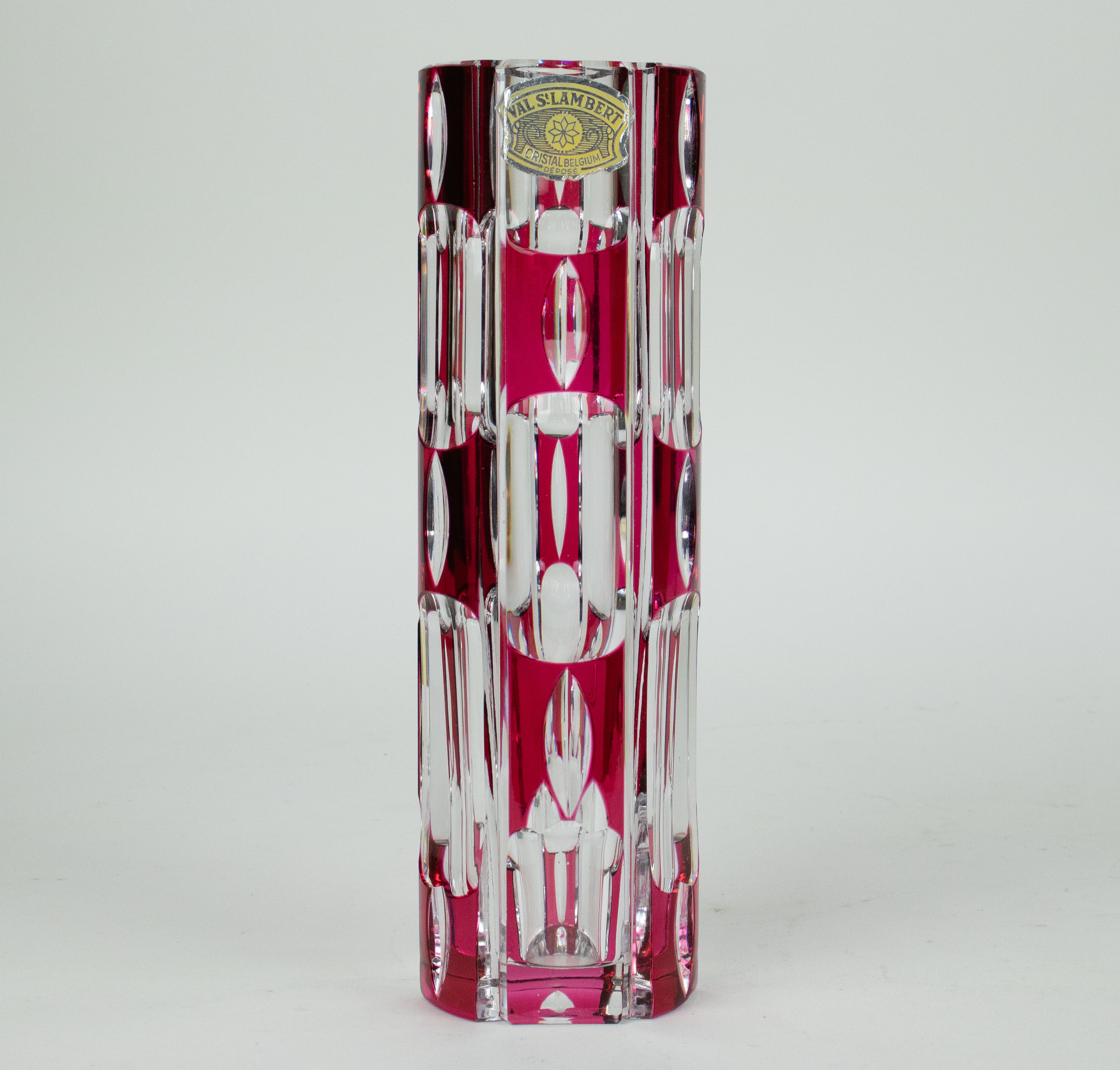 A red crystal Val Saint Lambert vase