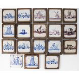 A collection of 18 Delft tiles
