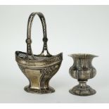 19th century silver baluster vase and silver basket