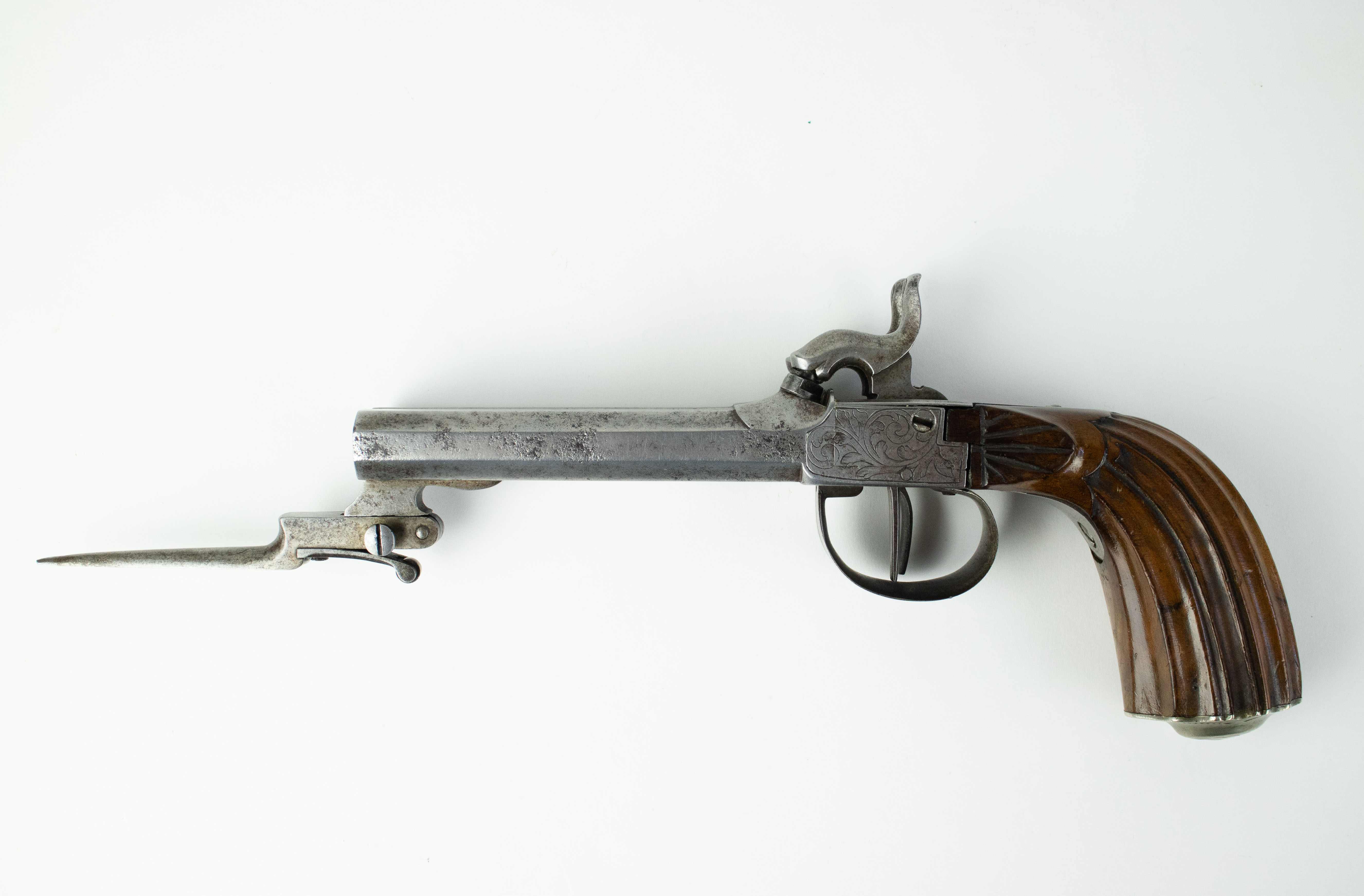 French twin barrel percussion travel pistol - Image 2 of 4