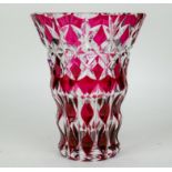 A red crystal Val Saint Lambert vase