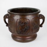 A Japanese bronze cachepot, Meji