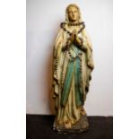 Mary statue in polychrome plaster