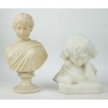 2 alabaster busts