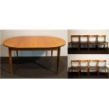 Vintage table + 8 chairs Scandinavian