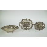 A collection of 3 silver dishes