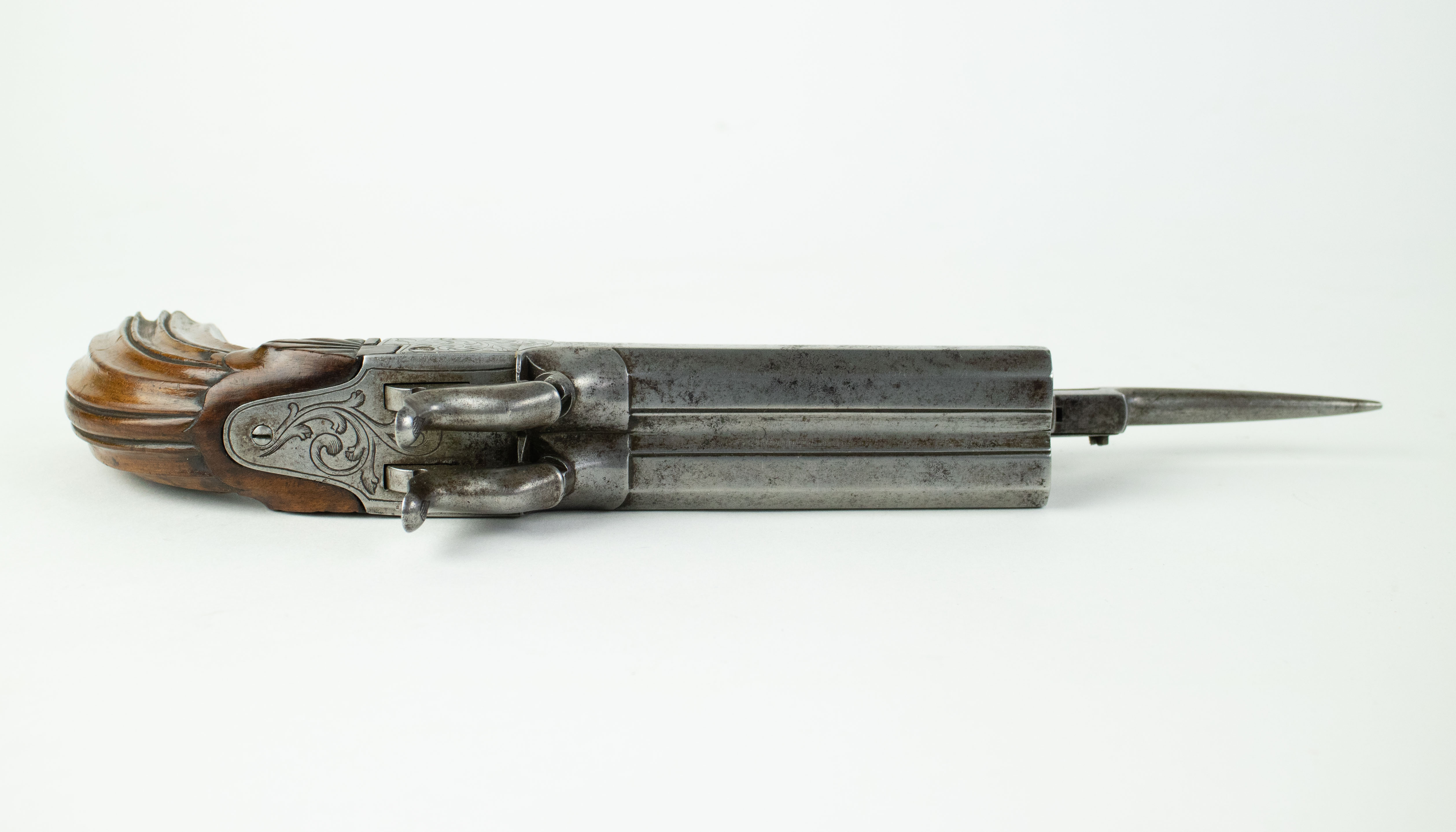 French twin barrel percussion travel pistol - Image 4 of 4