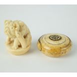 2 European ivory cane handles