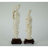 2 Chinese carved ivory ladies