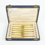 Set dessert knives gilded silver and mother-of-pearl by silversmith Jean Elysée Puiforcat