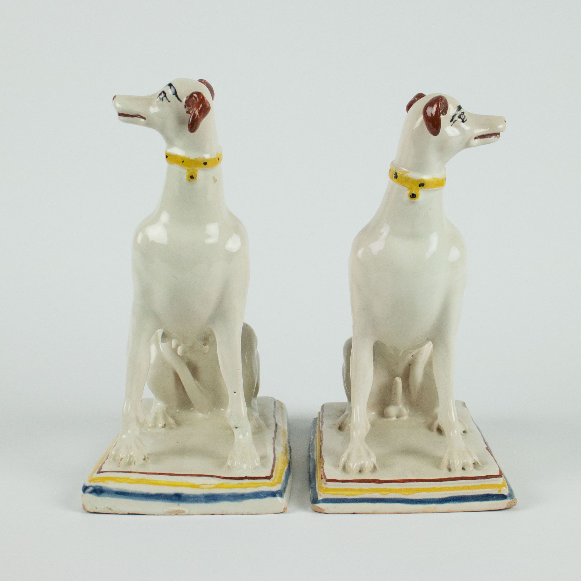 A pair of dogs in Brussels pottery - Image 2 of 5