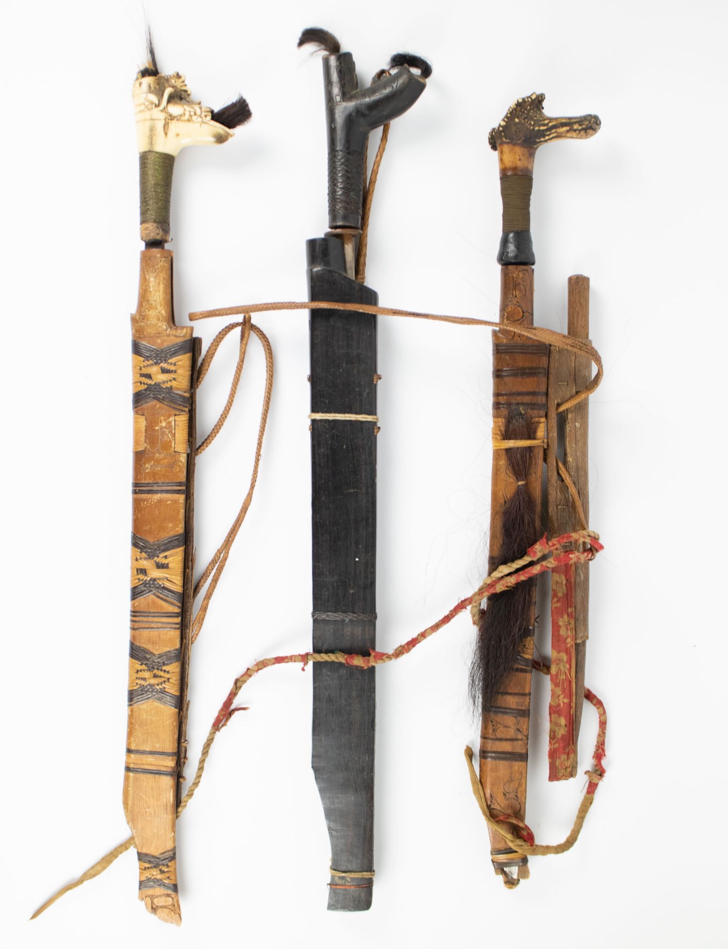 3 Dayak Mandau Swords (Borneo)