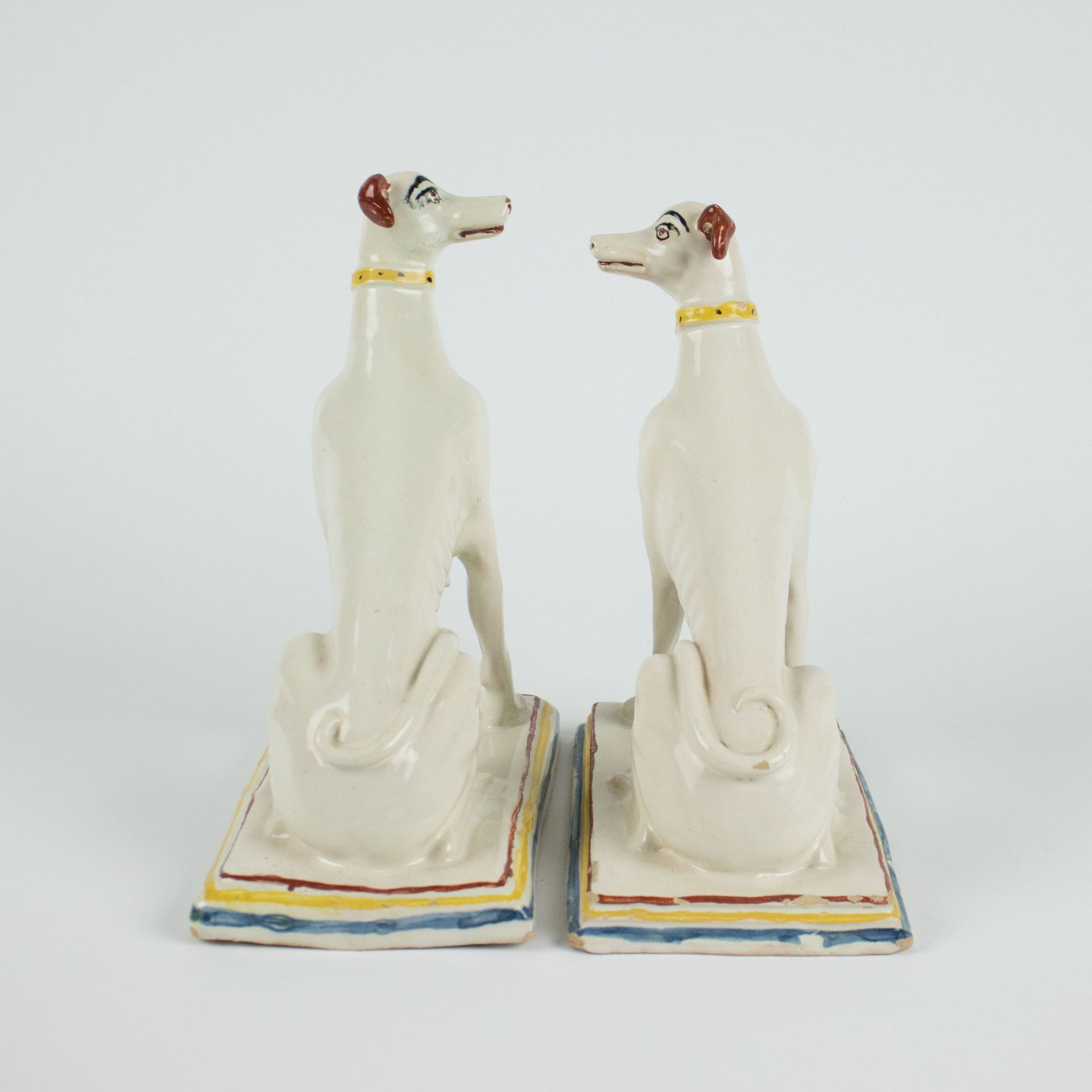A pair of dogs in Brussels pottery - Image 4 of 5