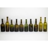 A collection of old glass bottles 18/19th century