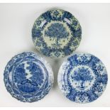 3 Delft plates 17th/18th century