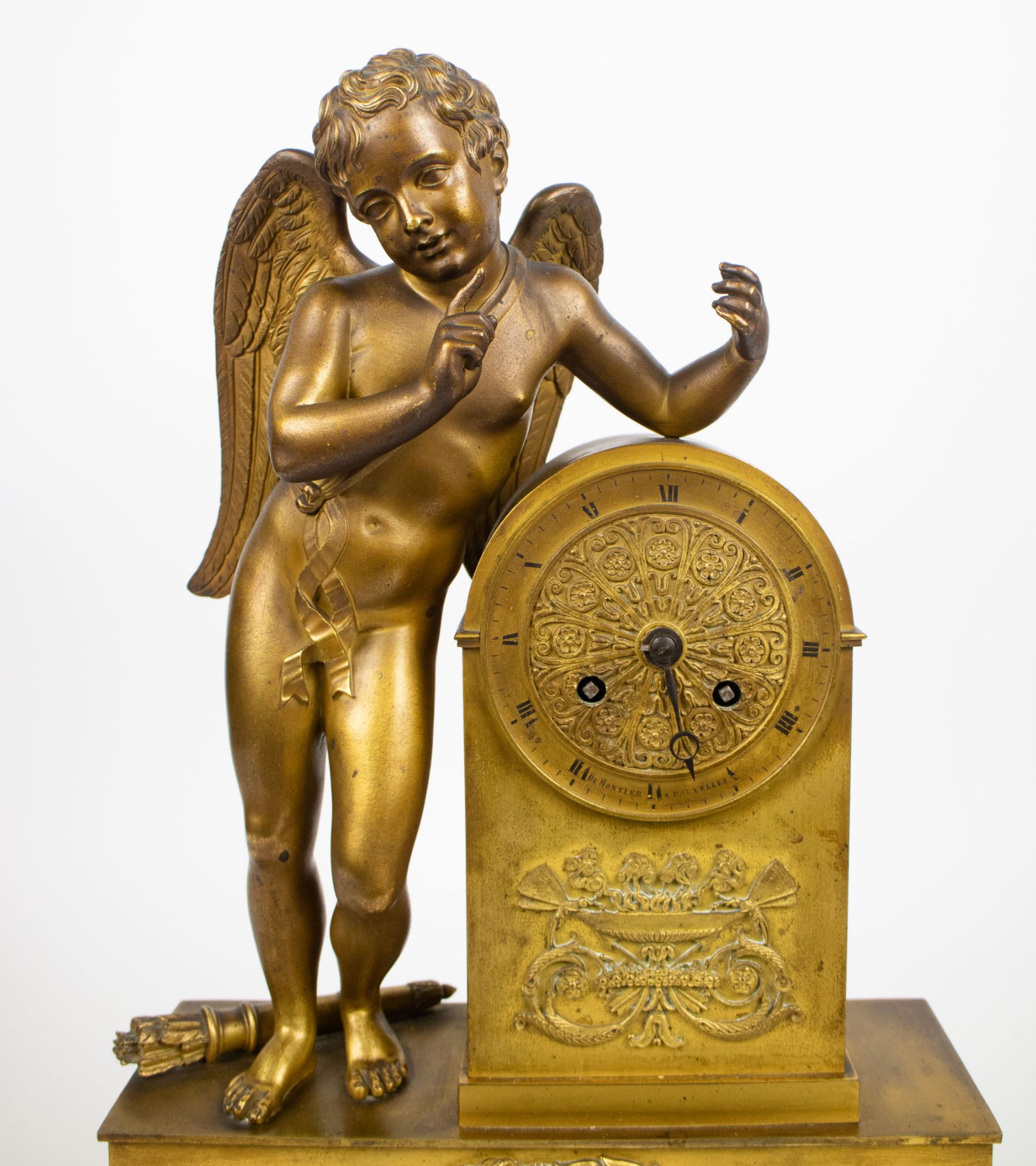 Empire clock gilt bronze with angel - Image 3 of 5