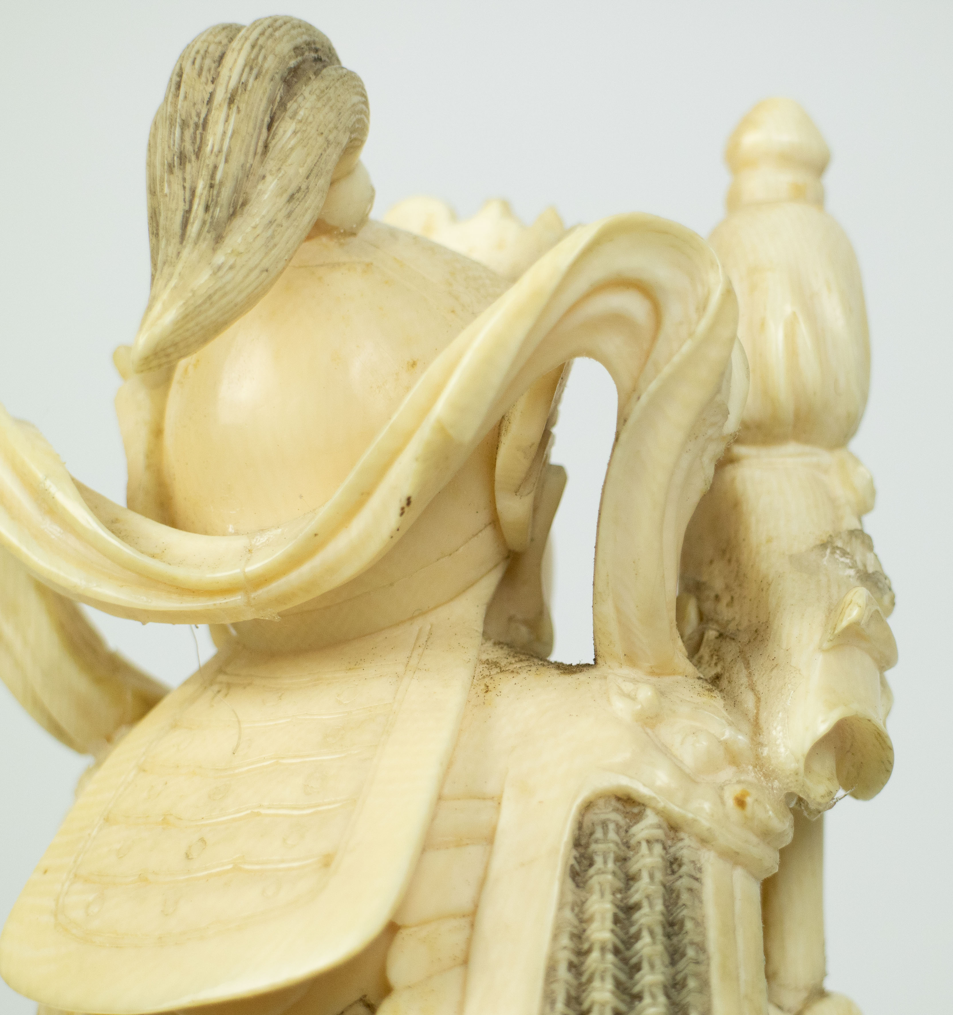 Ivory figure possibly depicting Ehr Lang Shen + cloisonné lidded vase - Image 5 of 6