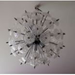 Belgian Floral Starburst Sputnik Chandelier from Val Saint Lambert, 1969