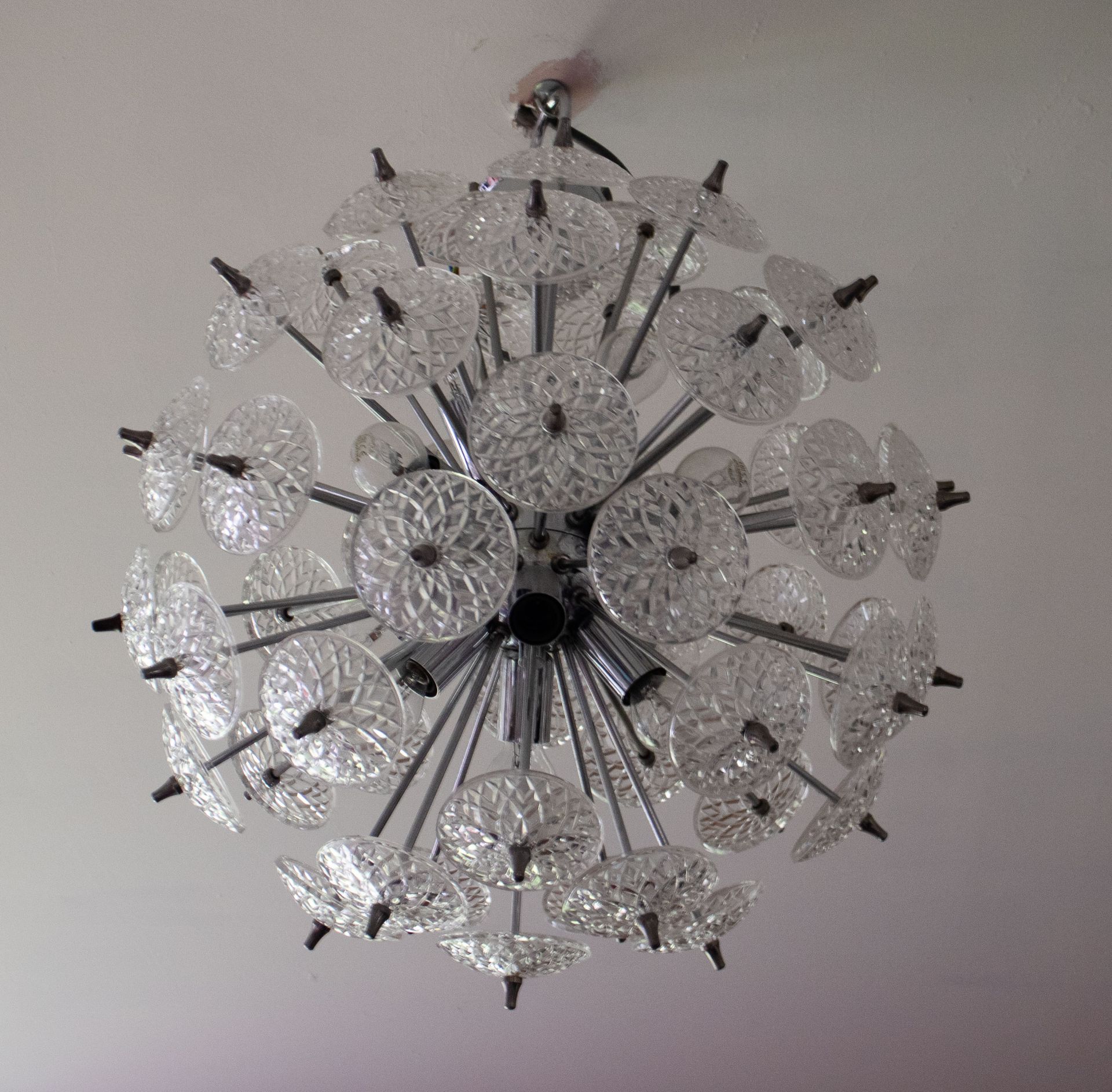 Belgian Floral Starburst Sputnik Chandelier from Val Saint Lambert, 1969