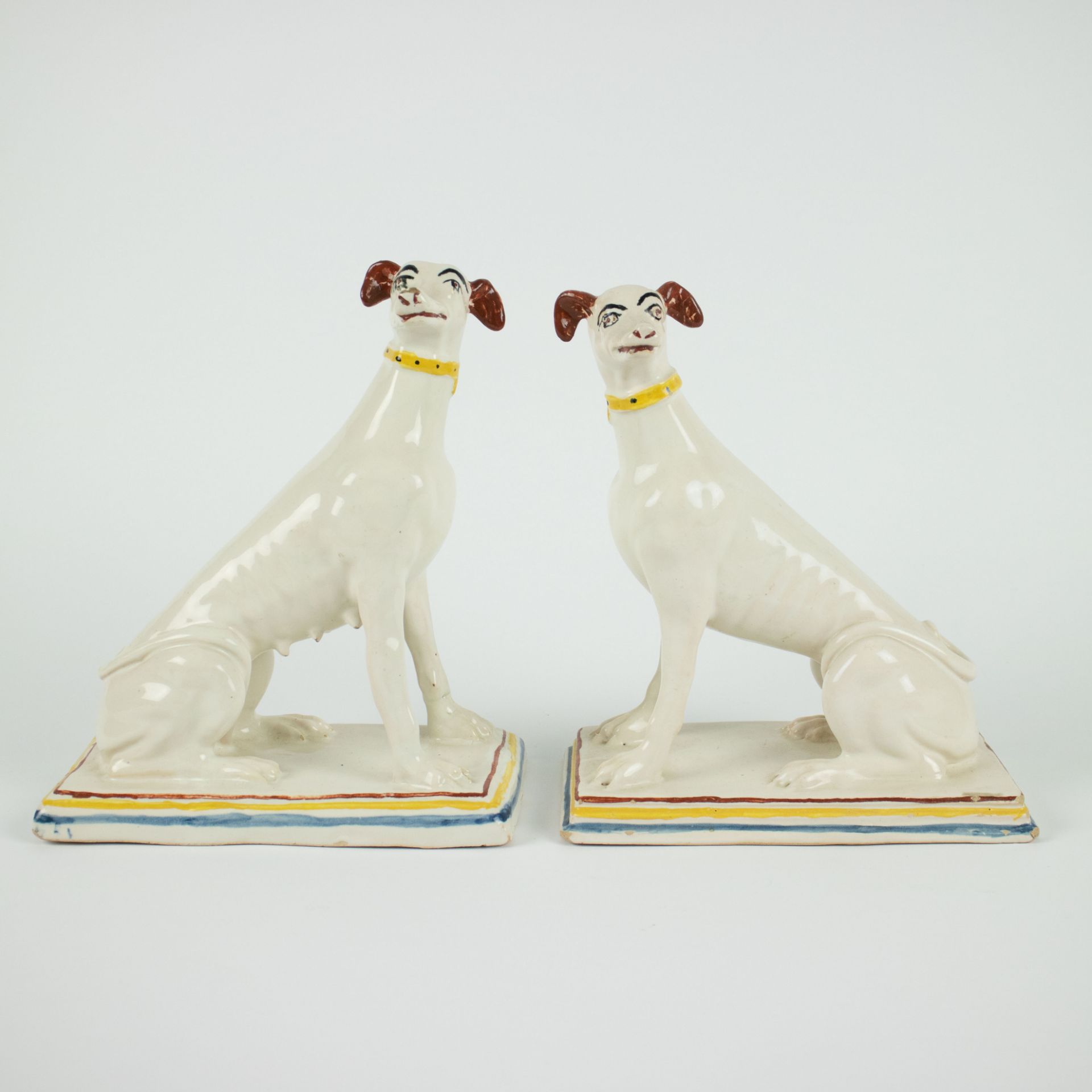 A pair of dogs in Brussels pottery