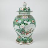 Chinese famille verte lidded jar