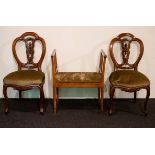 2 Louis Philippe chairs in cashew and a small bench