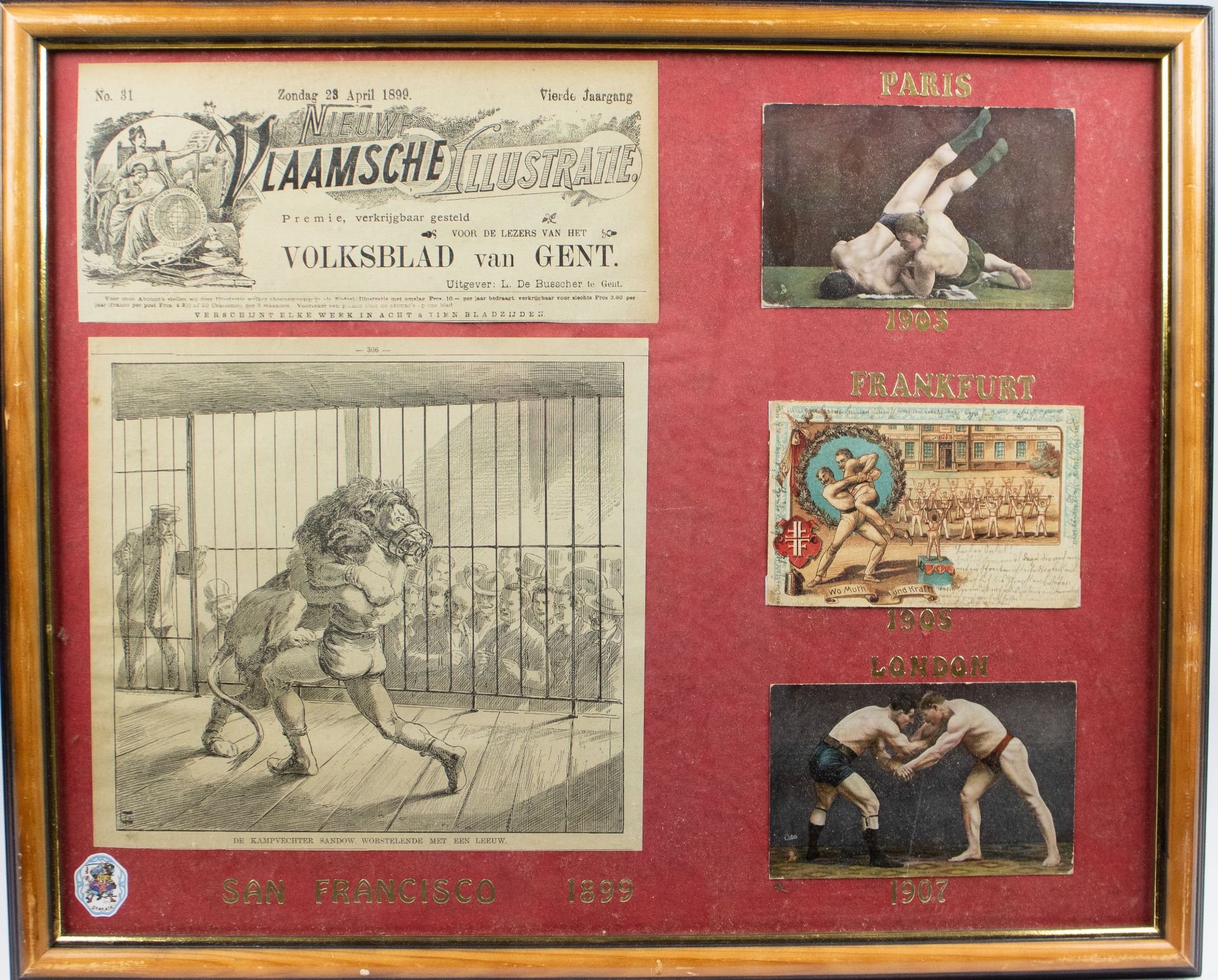 A collection of frames with old postcards and fantasy cards, early 20th century - Image 6 of 8