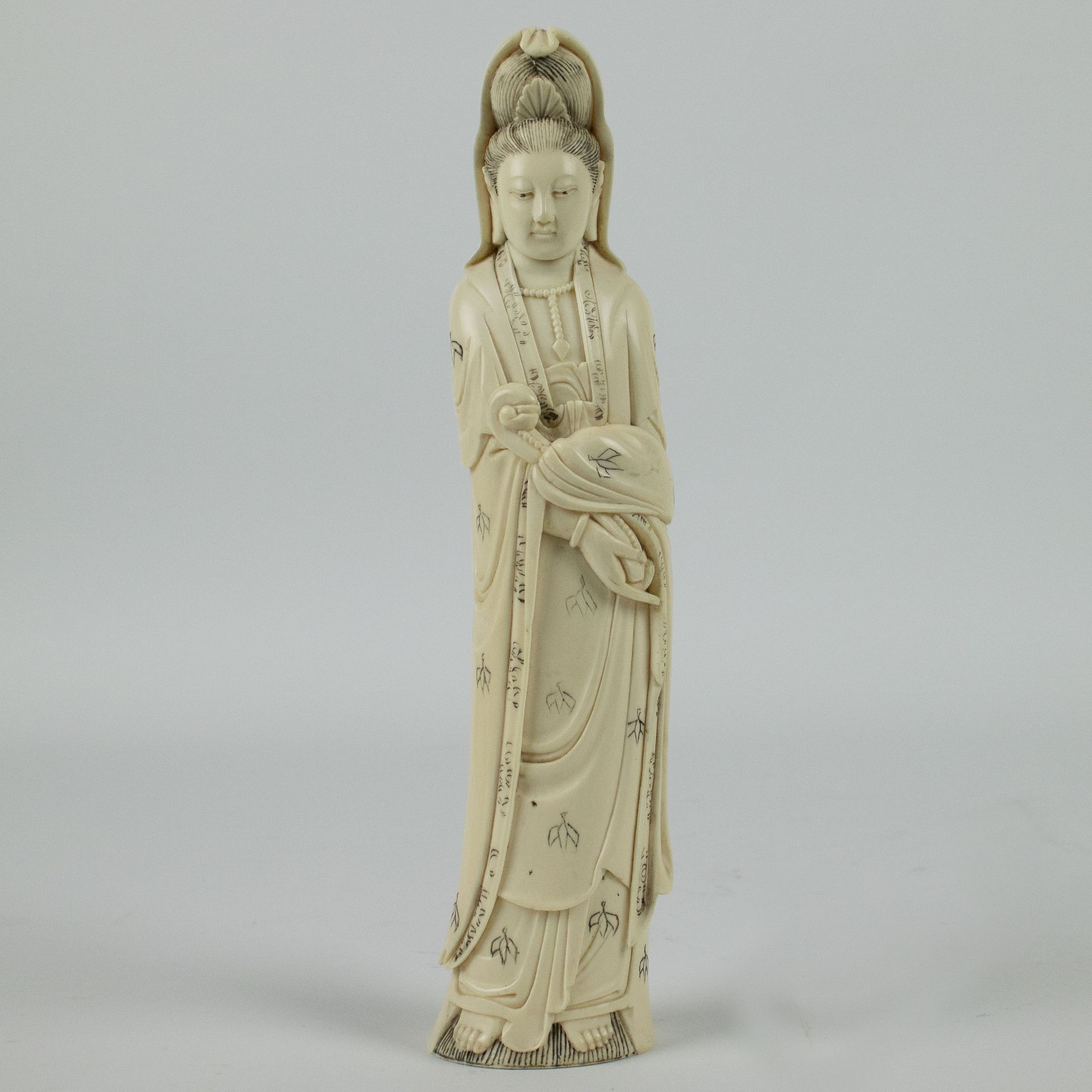 Chinese carved elephant invory figure of Guanyin