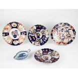 Lot of Japanese Imari plates and a Chinese sauce bowl 18th century