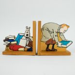 Bookends Tintin and Bobby Hergé Moulinsart VILAC 1995