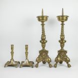 Lot of 4 candle sticks 18th century