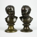 Couple bronze bustes of Children on a bronze base